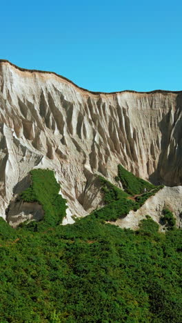 acantilados blancos y un paisaje de vegetación exuberante en japón