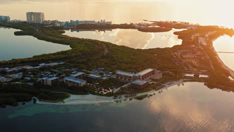 flying over punta nizuc in cancun unveiling the skyline at sunset