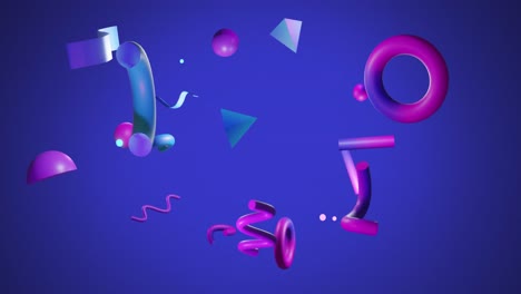 Animation-of-abstract-3d-shapes-over-blue-background