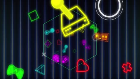 animación de formas que se mueven sobre los iconos de los medios