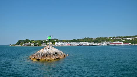 mackinac island breakwater coastline, michigan