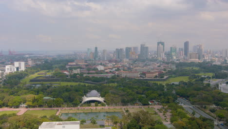 High-Altitude-Wide-Panning-Shot-Of-Binondo-Central-Business-District