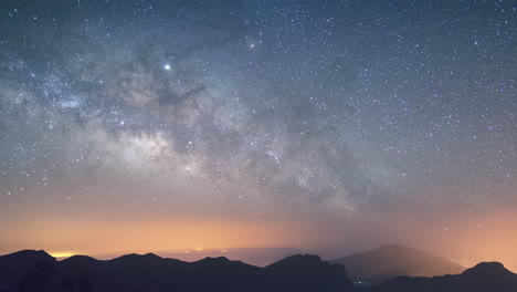 timelapse of the milky way rising in the clear sky of la palma island, canary islands, spain