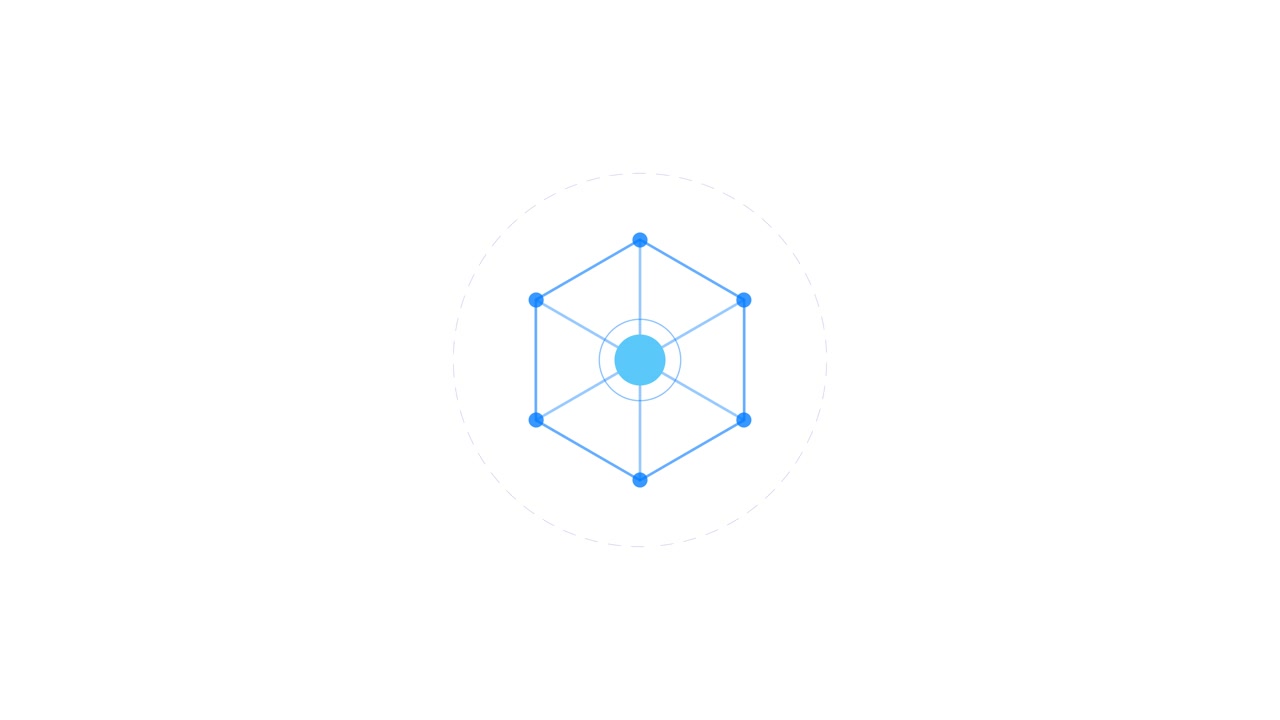 Gráfico Animado de Nó de Rede Hexagonal em Fundo Branco