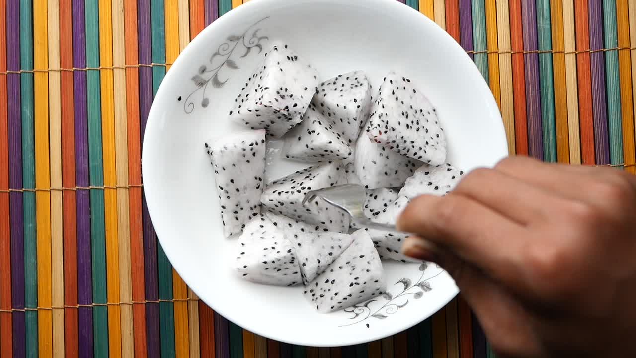 Sliced Dragon Fruit in a White Bowl