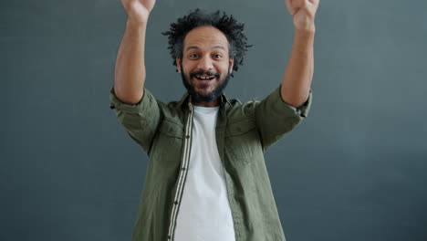 man expressing different emotions