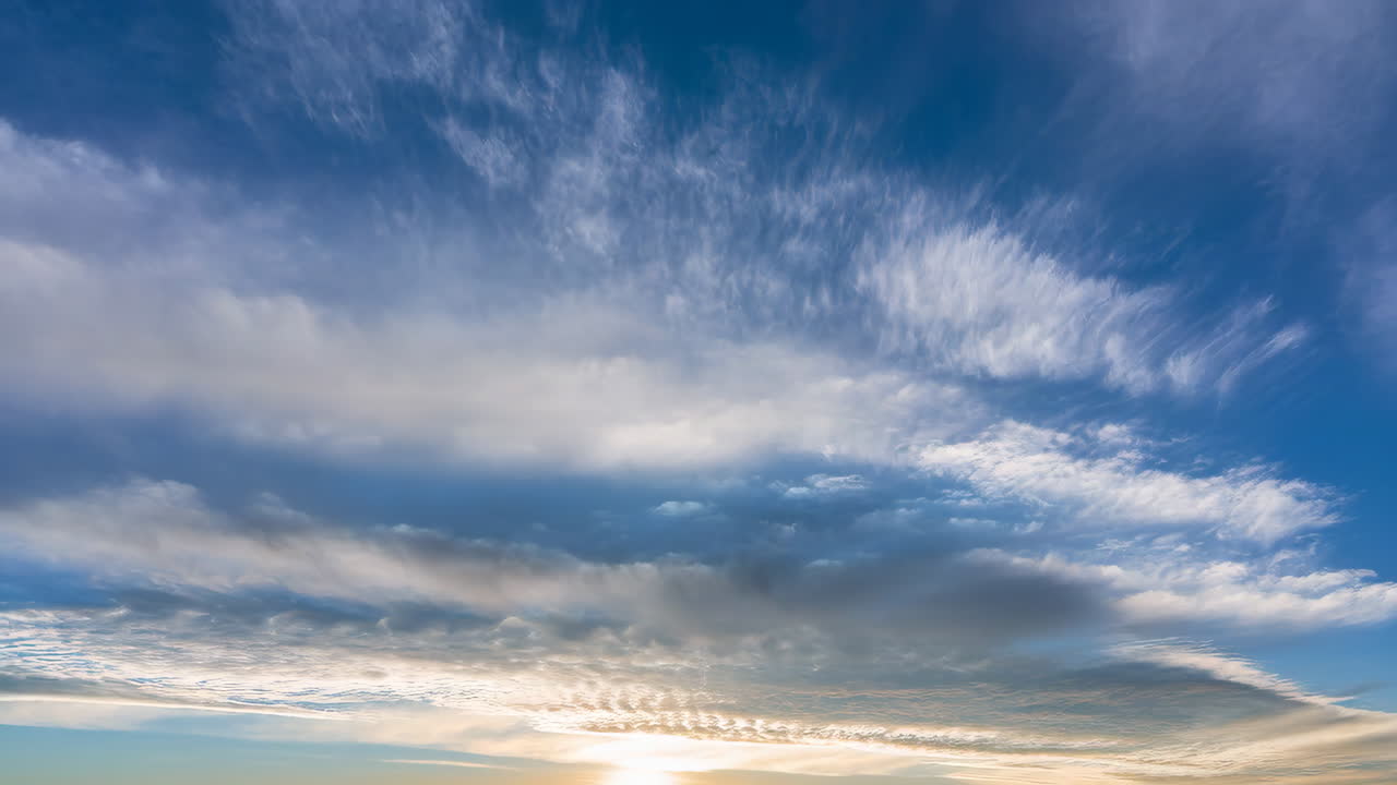 Dramatic Blue Sky with Diverse Cloud Formations at Twilight