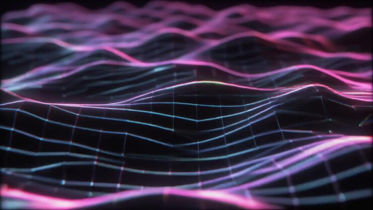 Abstract Digital Grid Wave with Glitch Effects
