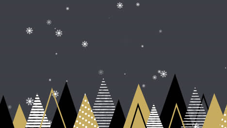 animación de un paisaje de invierno con nieve cayendo.