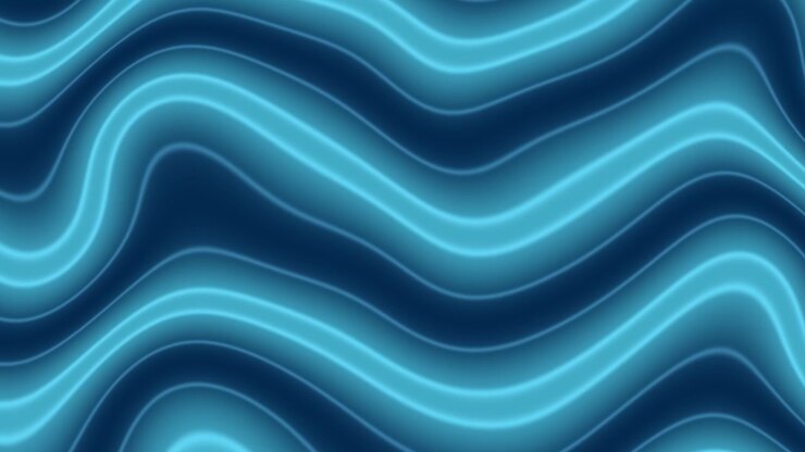 Sfondo natalizio astratto in vetro ghiacciato con strati ondulati luminosi ciano e blu scuro, che creano uno sfondo animato decorativo fresco e brillante