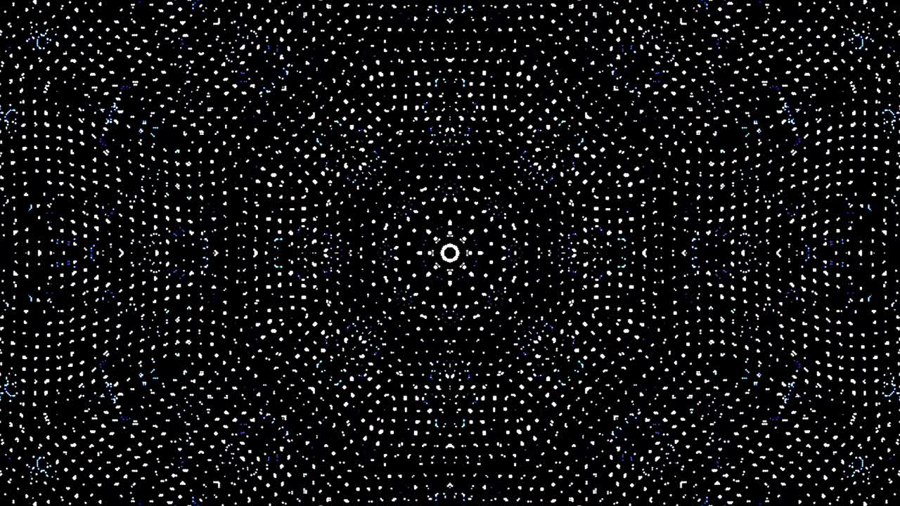 circle shape set of dots wave motion, colorful, on black background