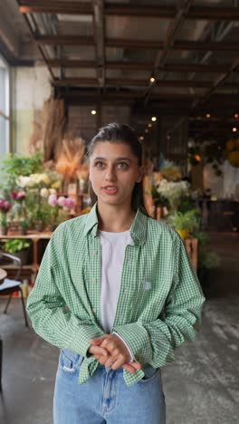 woman in a flower shop