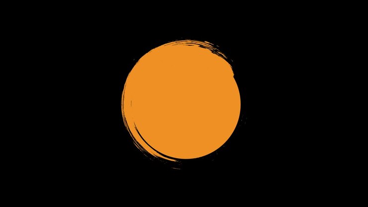 Cerchio disegnato a pennello in animazione motion graphics. Cerchio a pennello arancione in movimento