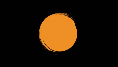 dibujar círculo con pincel en animación gráfica en movimiento. círculo de pincel naranja en movimiento