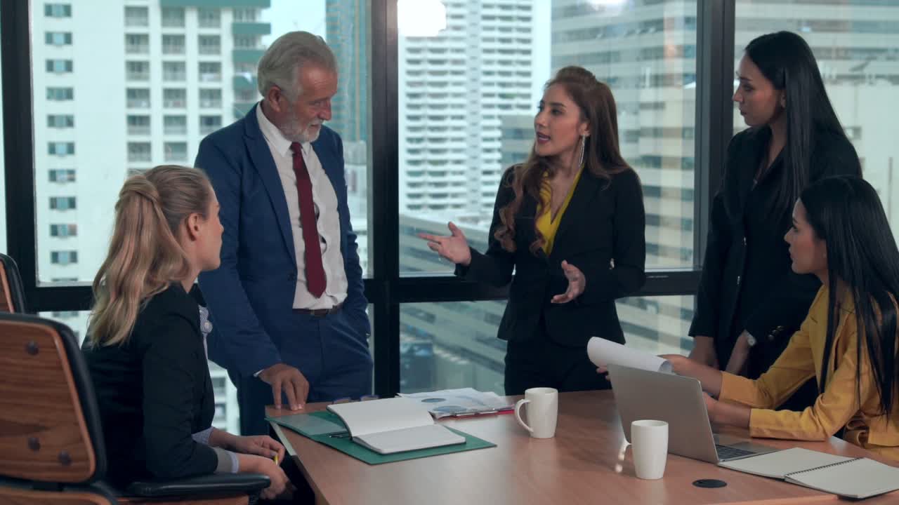 Professional business people in the group meeting.