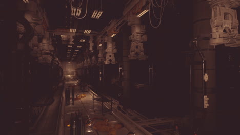 dark sci-fi ship interior