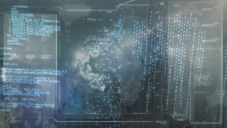 digital interface with globe and program codes