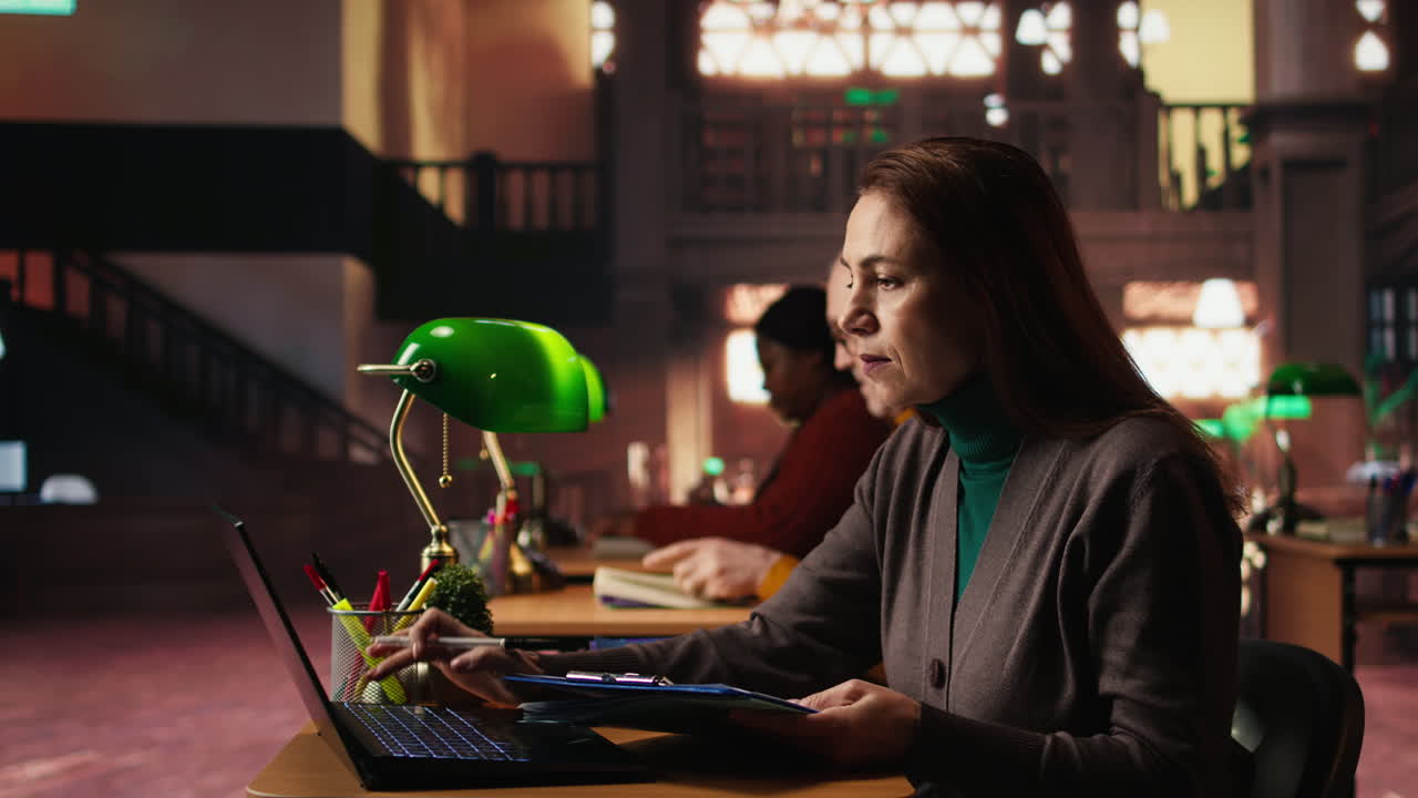 People working in a library