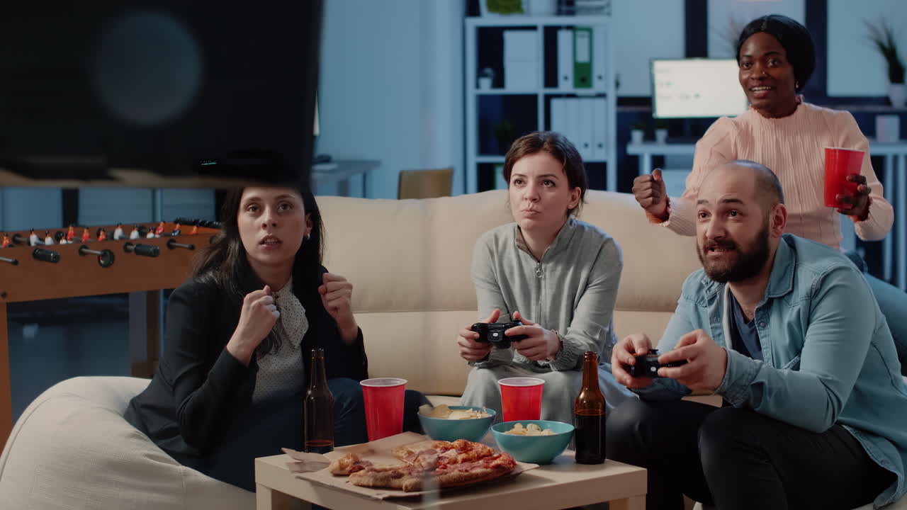 Woman recording video on camera in home studio