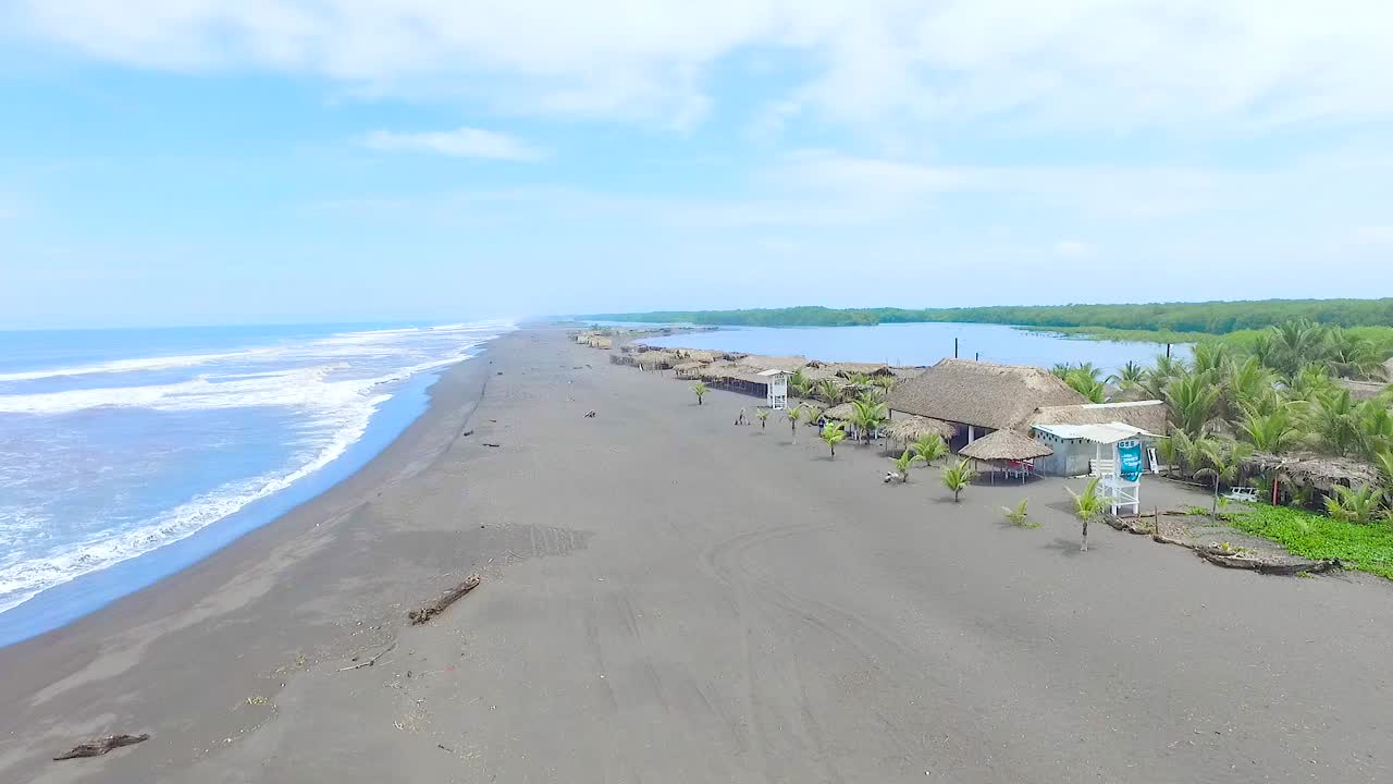 Beautiful sunny day in the beach with a blue sky.