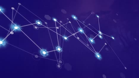 animation of connecting dots against waving tree and thunderstorms in darks clouds