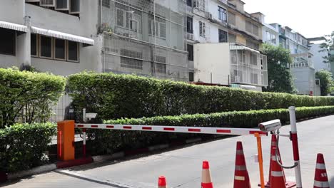 security barrier arm raising and lowering at checkpoint.