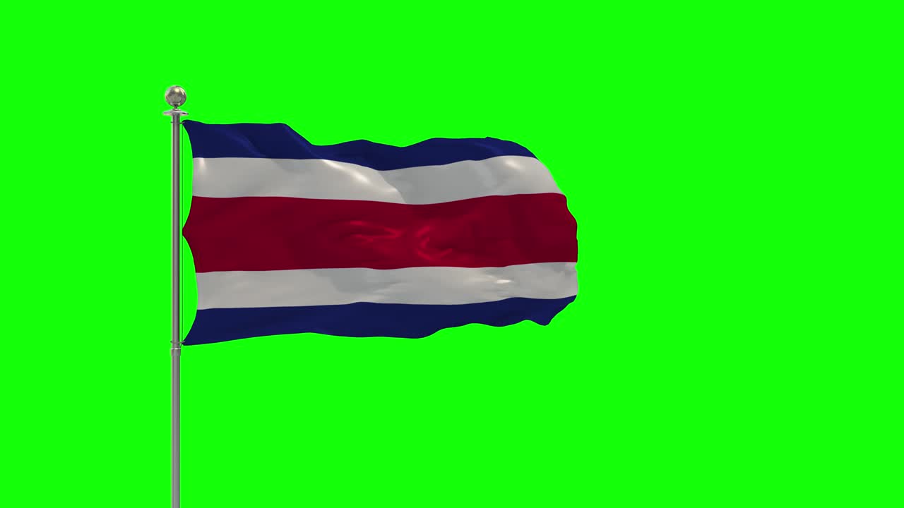 코스타리카의 3d 일러스트레이션은 크로마 키를 가진 기둥에 흔들리는 발입니다.