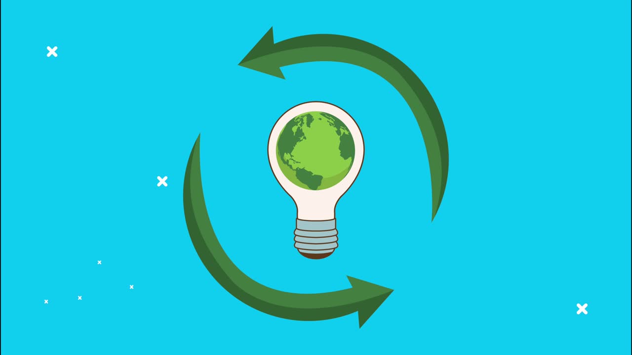 lets save the world animation with earth planet in bulb