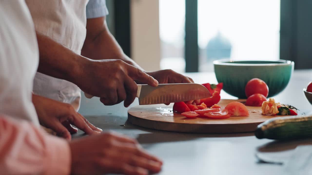 Preparing fresh vegetables in the kitchen