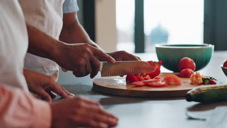 preparing fresh vegetables in the kitchen