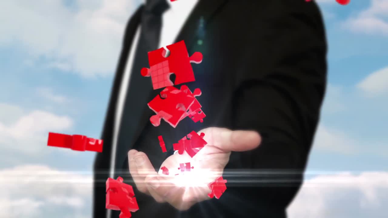 홀로그램 을 제시 하는 사업가