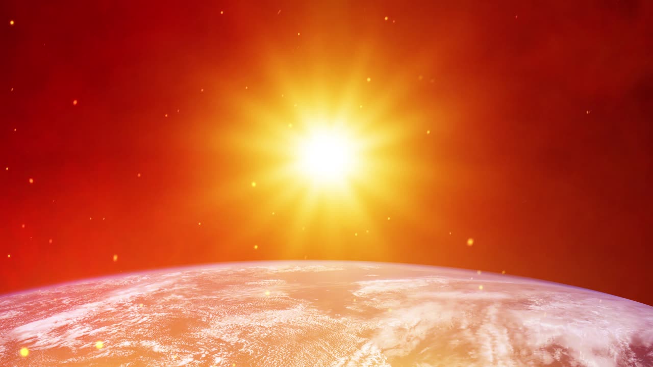 Bright Sun Illuminating Earth from Space