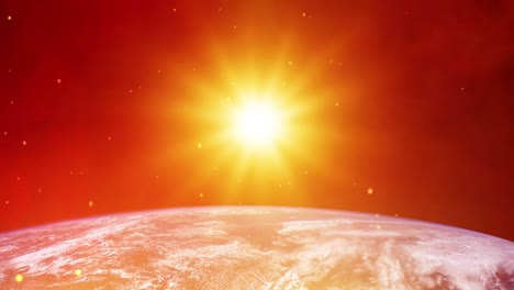 bright sun illuminating earth from space