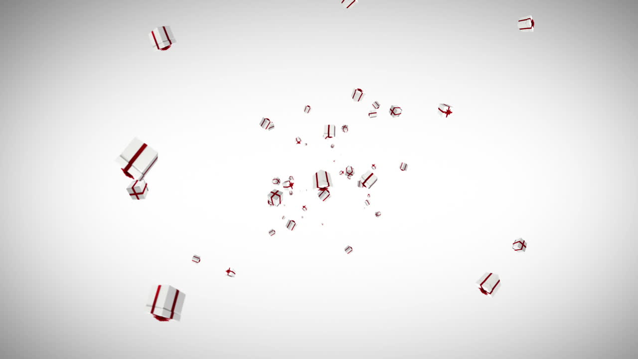 Christmas gifts moving on white background