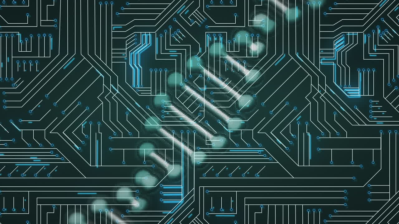 animación de la red de conexiones sobre la cadena de adn