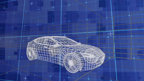 animación de dibujo de coche 3d conduciendo sobre la cuadrícula