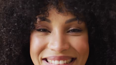 close up of portrait of african american woman smiling