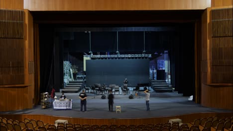 empty stage of an auditorium during preparation