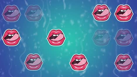 animation of red lips on blue background