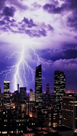lightning strike over city skyline at night