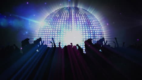 animation of spinning mirror disco ball and people dancing