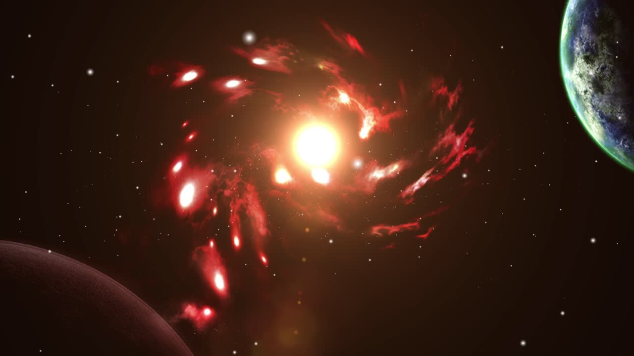 туманные облака между двумя планетами