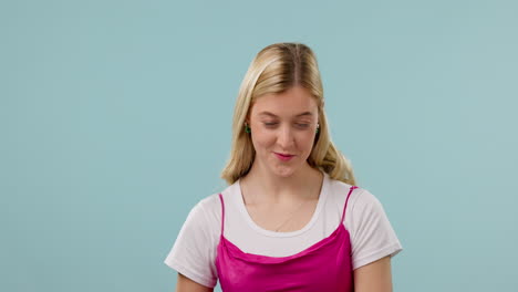happy woman, face or green screen on a tablet