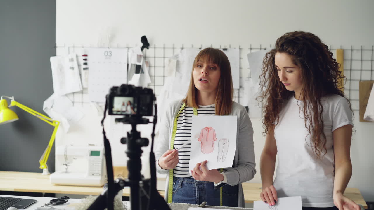 Fashion Designers Showing Fashion Sketches