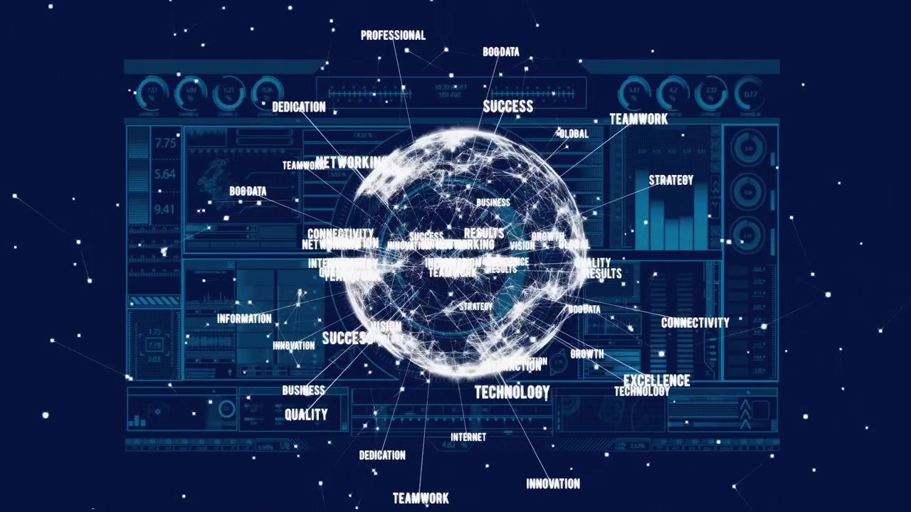 Digital Globe Interface with Business Data Visualization