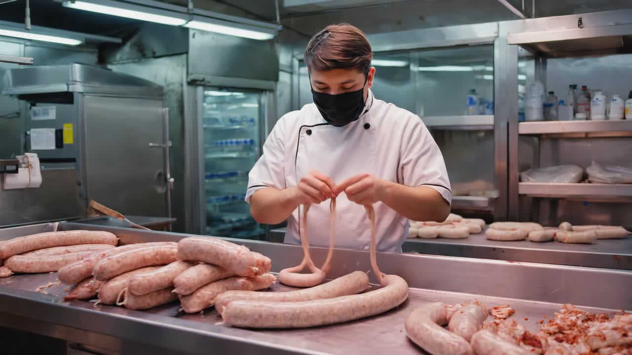 Chef Preparing Sausages
