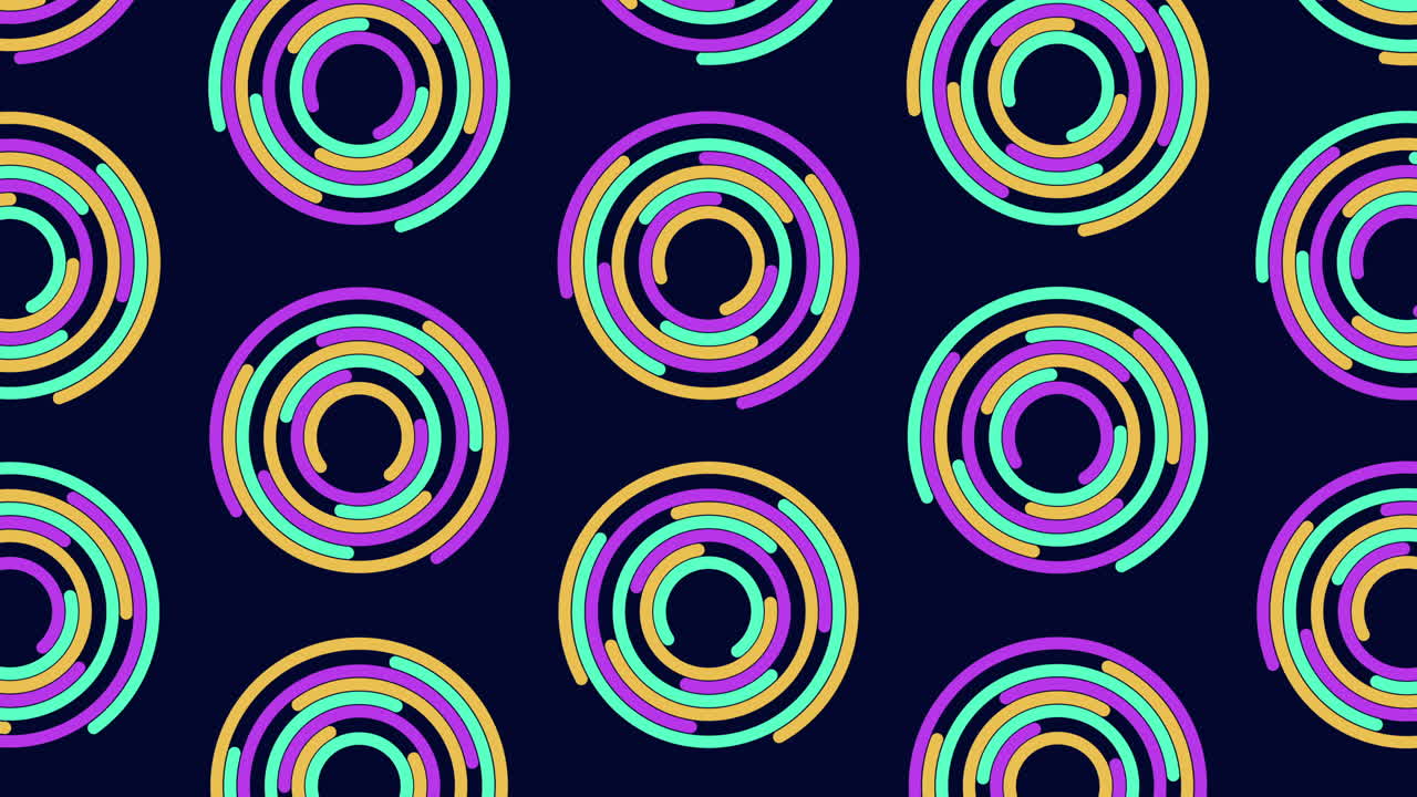 Modello circolare colorato su sfondo nero con disposizione simmetrica