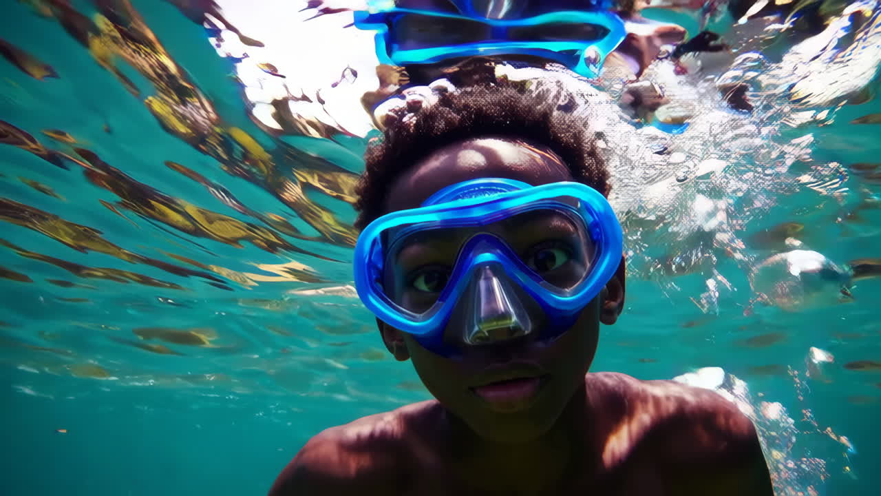 Young Person Snorkeling Underwater
