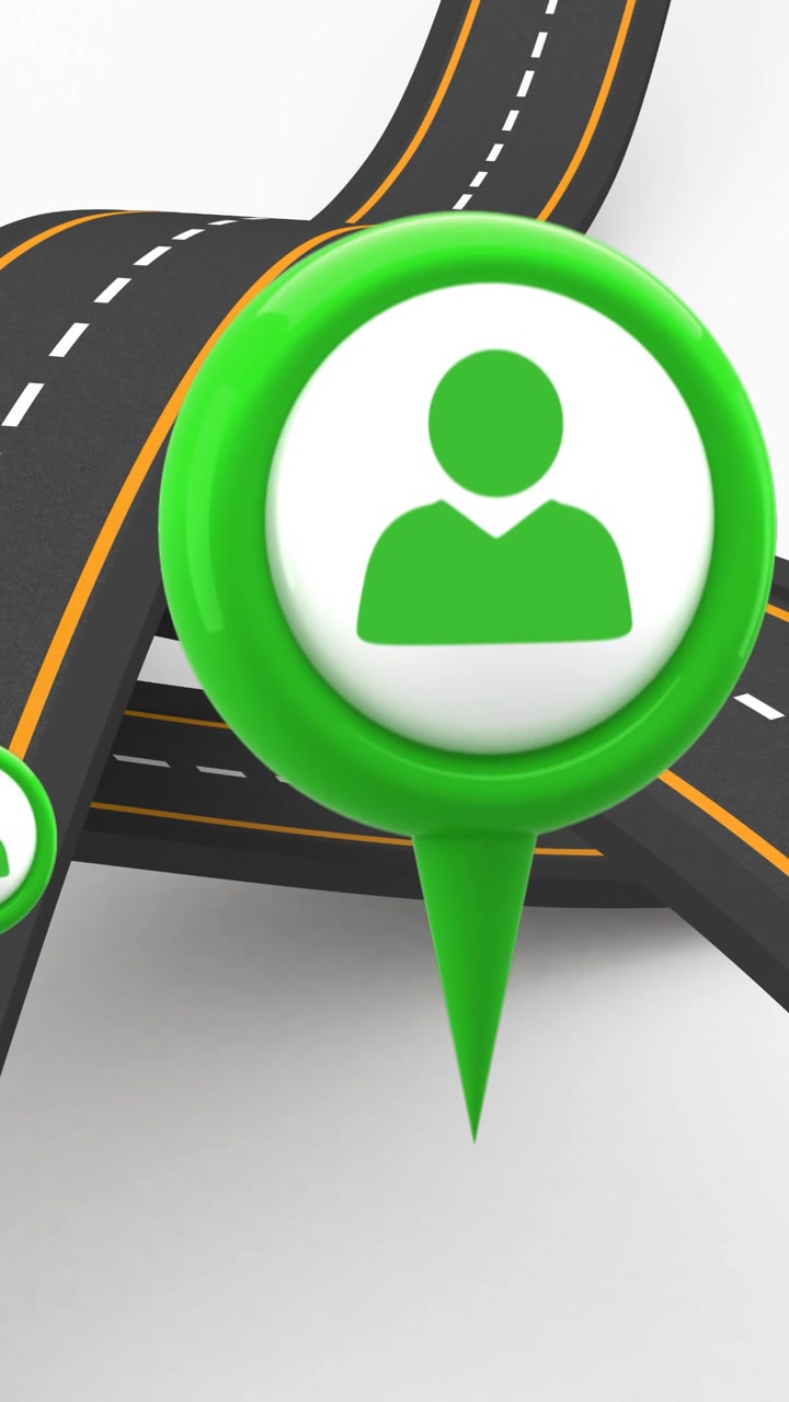 Animation of icons over roads on white background