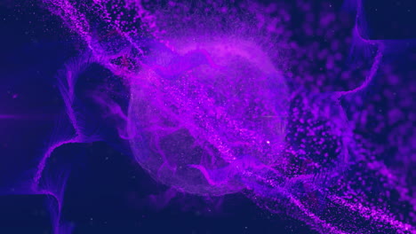 animation of purple glowing globe with network of mesh connections on dark background